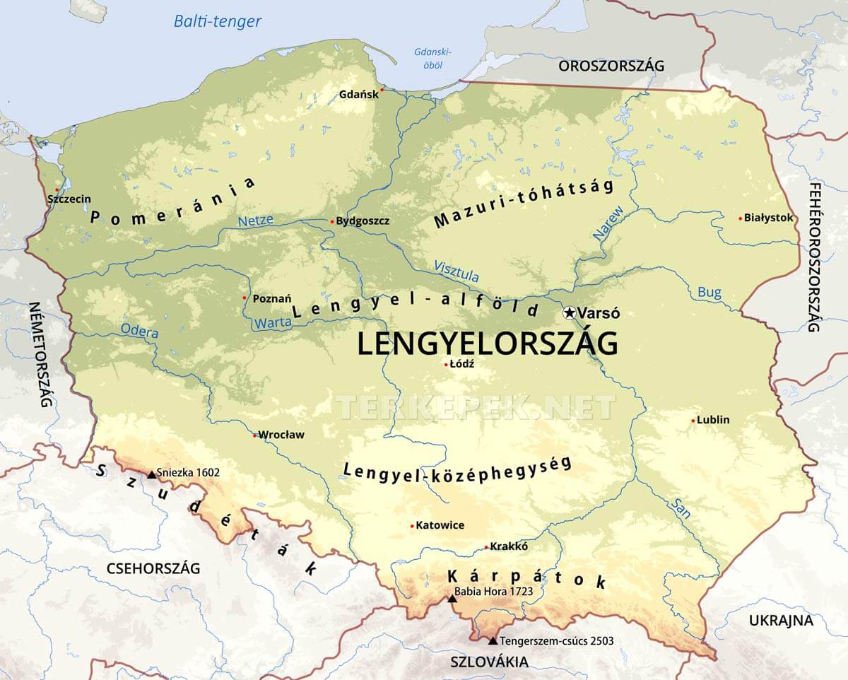 csehország domborzati térkép Lengyelország térképek csehország domborzati térkép